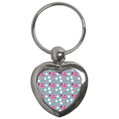 Pink Dress Blue Key Chains (heart) 