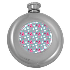 Pink Dress Blue Round Hip Flask (5 Oz) by snowwhitegirl