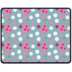 Pink Dress Blue Fleece Blanket (medium)  by snowwhitegirl