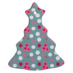 Pink Dress Blue Christmas Tree Ornament (two Sides) by snowwhitegirl