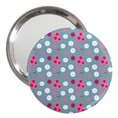 Pink Dress Blue 3  Handbag Mirrors by snowwhitegirl