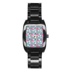 Pink Dress Blue Stainless Steel Barrel Watch by snowwhitegirl