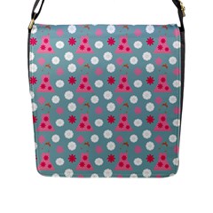 Pink Dress Blue Flap Messenger Bag (l)  by snowwhitegirl