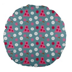 Pink Dress Blue Large 18  Premium Flano Round Cushions by snowwhitegirl