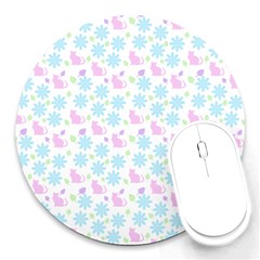 Cats And Flowers Round Mousepads by snowwhitegirl