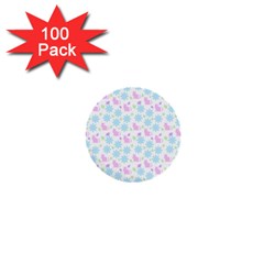 Cats And Flowers 1  Mini Buttons (100 Pack)  by snowwhitegirl