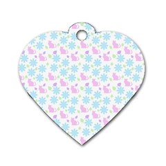 Cats And Flowers Dog Tag Heart (two Sides) by snowwhitegirl