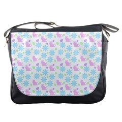 Cats And Flowers Messenger Bags by snowwhitegirl