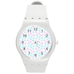 Cats And Flowers Round Plastic Sport Watch (m) by snowwhitegirl