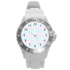 Cats And Flowers Round Plastic Sport Watch (l) by snowwhitegirl