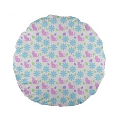 Cats And Flowers Standard 15  Premium Round Cushions by snowwhitegirl