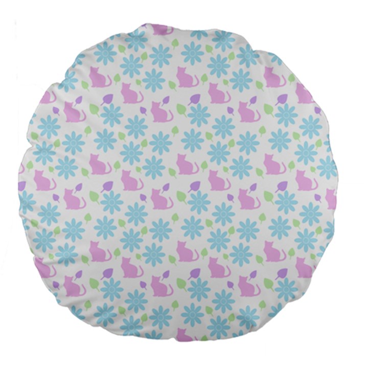 Cats And Flowers Large 18  Premium Round Cushions