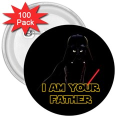 Darth Vader Cat 3  Buttons (100 Pack)  by Valentinaart