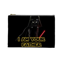 Darth Vader Cat Cosmetic Bag (large)  by Valentinaart