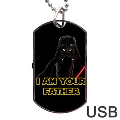 Darth Vader Cat Dog Tag Usb Flash (one Side) by Valentinaart