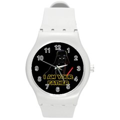 Darth Vader Cat Round Plastic Sport Watch (m) by Valentinaart