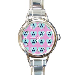 Cupcakes In Pink Round Italian Charm Watch by snowwhitegirl