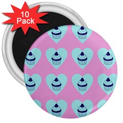 Cupcakes In Pink 3  Magnets (10 Pack)  by snowwhitegirl