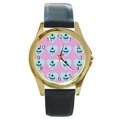 Cupcakes In Pink Round Gold Metal Watch by snowwhitegirl