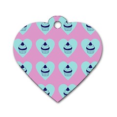 Cupcakes In Pink Dog Tag Heart (one Side) by snowwhitegirl