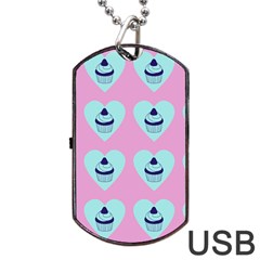 Cupcakes In Pink Dog Tag Usb Flash (two Sides) by snowwhitegirl