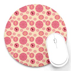 Cream Retro Dots Round Mousepads by snowwhitegirl