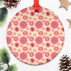 Cream Retro Dots Ornament (round) by snowwhitegirl