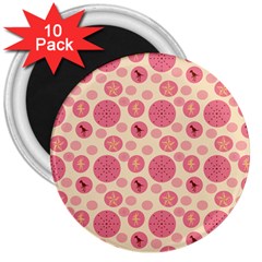 Cream Retro Dots 3  Magnets (10 Pack)  by snowwhitegirl