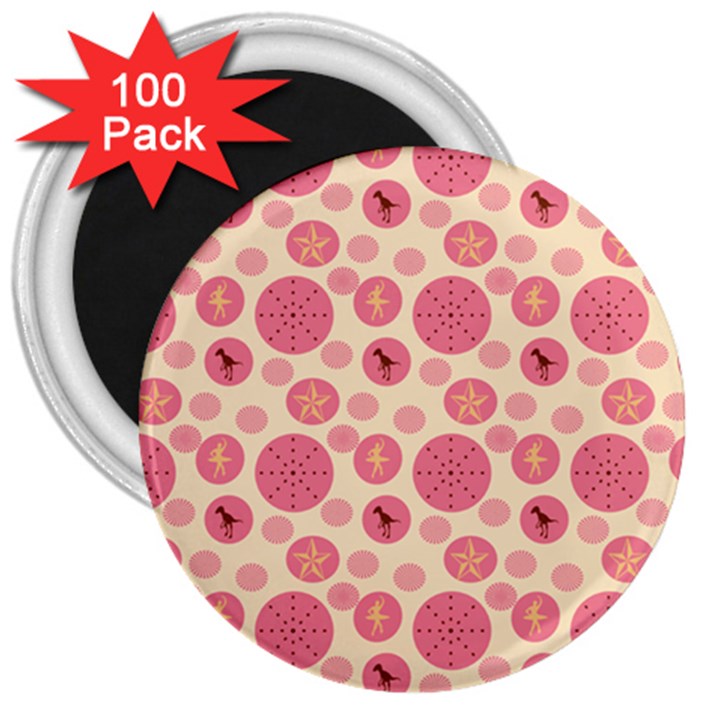 Cream Retro Dots 3  Magnets (100 pack)