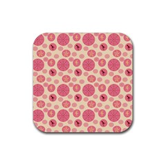 Cream Retro Dots Rubber Coaster (square)  by snowwhitegirl