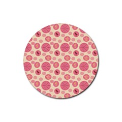 Cream Retro Dots Rubber Round Coaster (4 Pack)  by snowwhitegirl