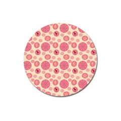 Cream Retro Dots Magnet 3  (round) by snowwhitegirl