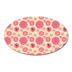 Cream Retro Dots Oval Magnet by snowwhitegirl