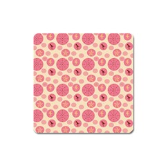 Cream Retro Dots Square Magnet by snowwhitegirl