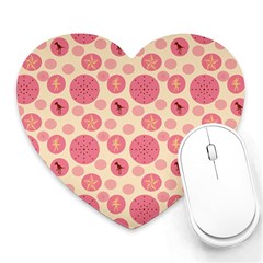 Cream Retro Dots Heart Mousepads by snowwhitegirl