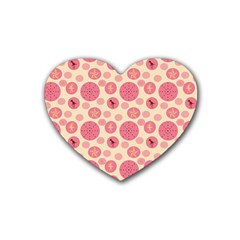 Cream Retro Dots Heart Coaster (4 Pack)  by snowwhitegirl