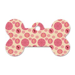 Cream Retro Dots Dog Tag Bone (one Side) by snowwhitegirl