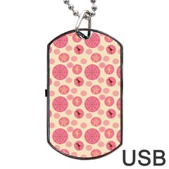 Cream Retro Dots Dog Tag Usb Flash (two Sides) by snowwhitegirl