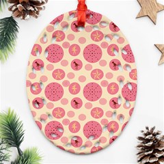 Cream Retro Dots Ornament (oval Filigree) by snowwhitegirl