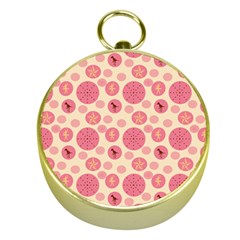 Cream Retro Dots Gold Compasses by snowwhitegirl