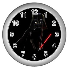 Darth Vader Cat Wall Clocks (silver)  by Valentinaart