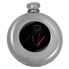 Darth Vader Cat Round Hip Flask (5 Oz) by Valentinaart