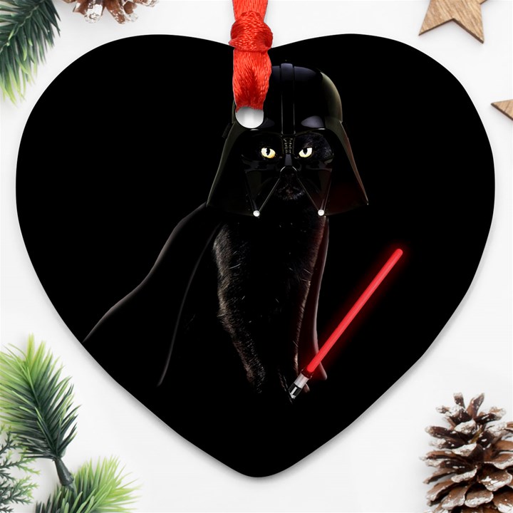 Darth Vader Cat Heart Ornament (Two Sides)