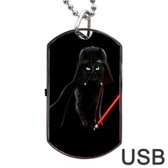 Darth Vader Cat Dog Tag Usb Flash (one Side) by Valentinaart