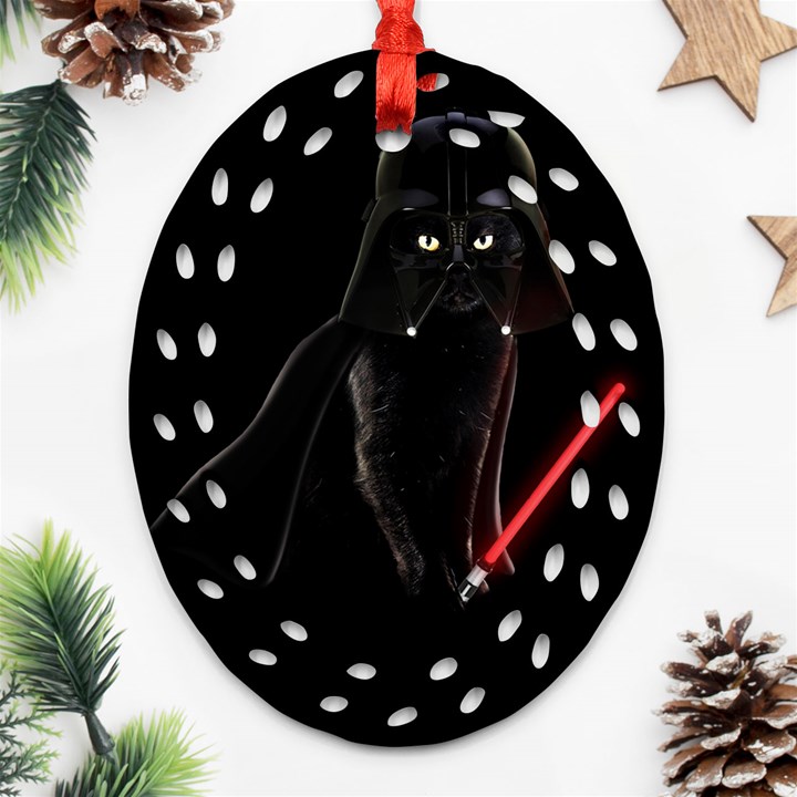 Darth Vader Cat Ornament (Oval Filigree)