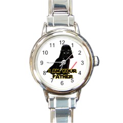 Darth Vader Cat Round Italian Charm Watch by Valentinaart