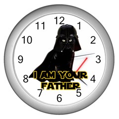 Darth Vader Cat Wall Clocks (silver)  by Valentinaart