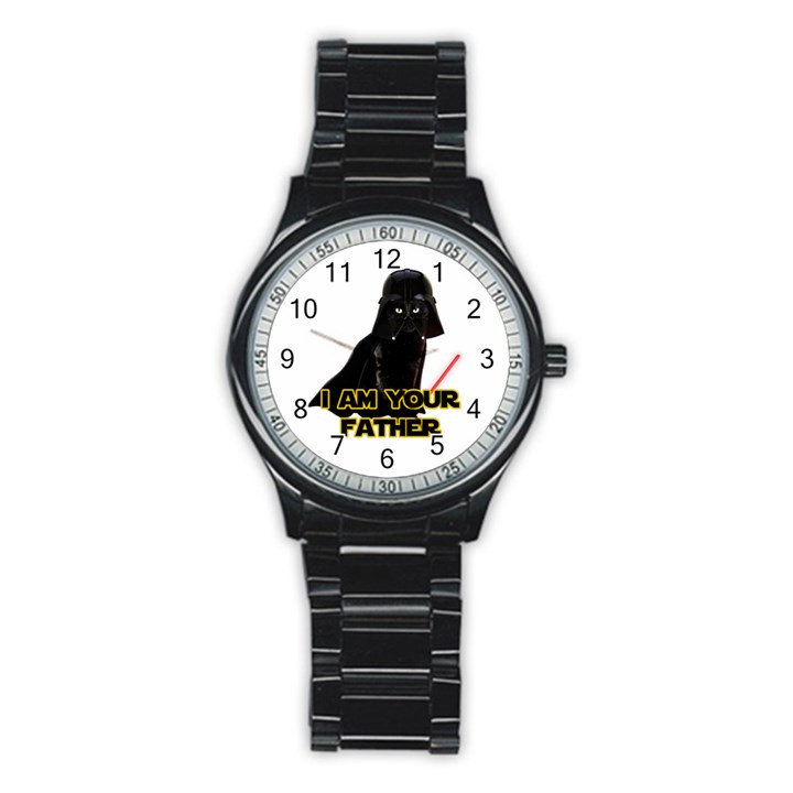 Darth Vader Cat Stainless Steel Round Watch