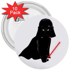 Darth Vader Cat 3  Buttons (10 Pack)  by Valentinaart