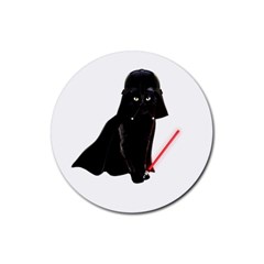 Darth Vader Cat Rubber Coaster (round)  by Valentinaart